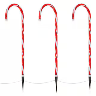 3 ft. Warm White Candy Cane LED Pathway Lights (Set of 3) | The Home Depot