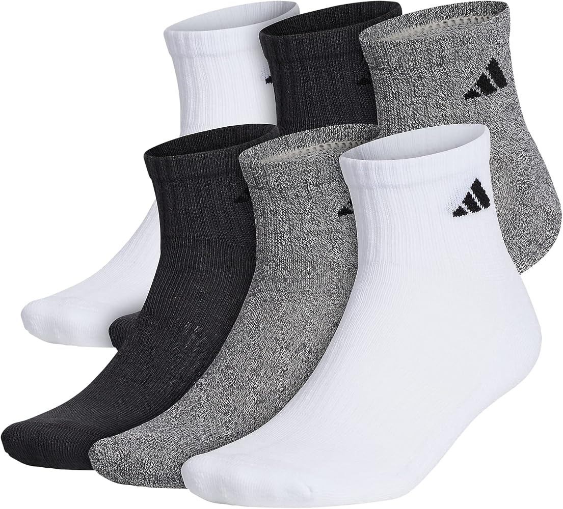 adidas Men's Athletic Cushioned Quarter Socks (with Arch Compression for a Secure Fit (6-Pair) | Amazon (US)