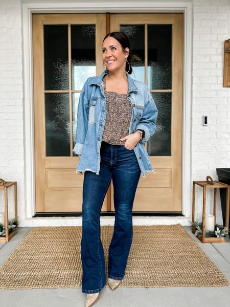 Top- tts wearing a medium
Jeans -tts and amazing!!! 
Denim jacket I sized up a few to make it more oversized and it’s what they had. Linking some other good options too  

#LTKSeasonal #LTKunder50 #LTKunder100