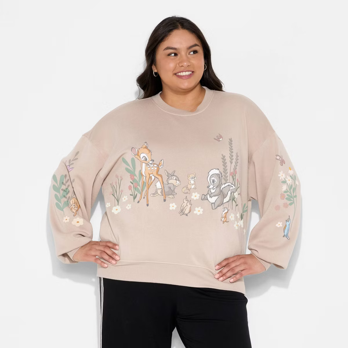 Women's Bambi Fleece Graphic Pullover Sweatshirt - Light Brown | Target