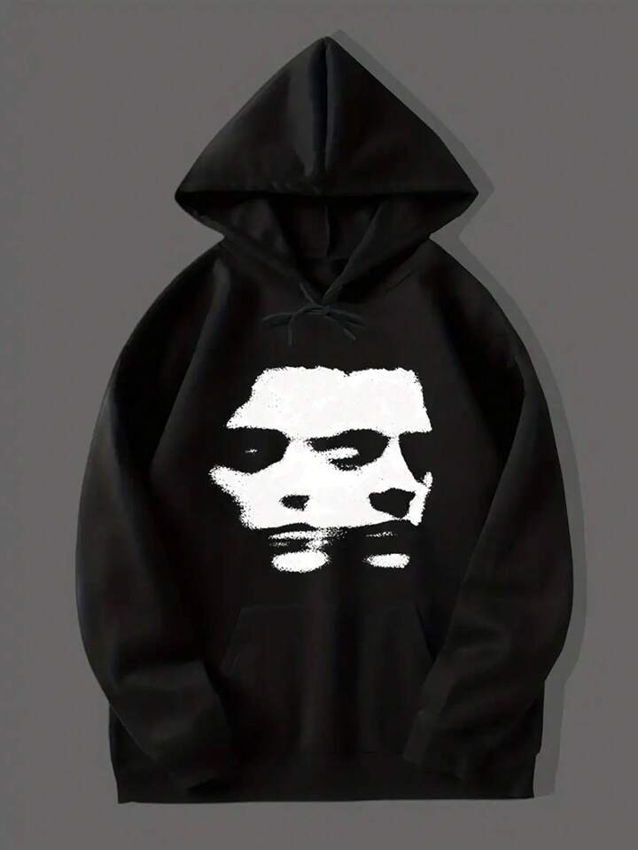 Manfinity Men Figure Graphic Kangaroo Pocket Drawstring Hoodie | SHEIN