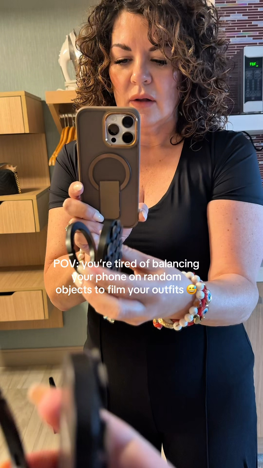 If you love filming outfit videos, GRWMs, mirror content, or travel content… this tiny phone holder is so good. It’s magnetic to your phone, suctions securely to mirrors/tile, and is small enough to live in even my tiniest purse. I grabbed it as a creator tool, but honestly it’s useful for anyone who wants hands-free filming. Under $20 with shipping and already one of my favorite little gadgets. ✨📱
#creatorfinds #amazonfinds #phoneholder #ootdcreator #over50creator

#LTKTravel #LTKootd #LTKvlog