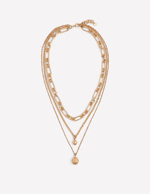 Layered Drop Chain Necklace-Gold | Boden (US)