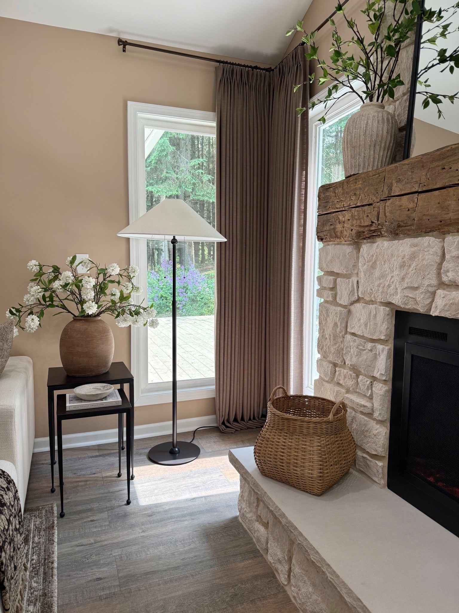 Cozy Corner Styling with High-End Looks for Less

Follow @farmtotablecreations on Instagram for daily home styling + shopping finds.

This little living room corner is one of my favorite simple refreshes — warm neutral curtains, a sleek floor lamp, layered nesting tables, and a soft vase of blooms instantly make the space feel elevated but still cozy. I love adding a woven basket by the fireplace for texture (and it’s perfect for hiding blankets or pillows). These are the kind of affordable pieces that look designer without the high price tag, and they make your home feel pulled together effortlessly.

#livingroomdecor #homedecor #neutralhome #livingroomfurniture #floorlamp #sidetable #cozycorner #wovenbasket #fireside #homeinspo #affordabledecor #modernhome #interiorstyling #decorfinds

#LTKHome #LTKSaleAlert
