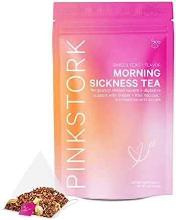 Pink Stork Morning Sickness Relief Tea: Ginger Peach, Organic Ginger, 100% Organic, Nausea Relief... | Amazon (US)
