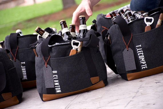Personalized Groomsmen Gift (Qty 1). Gray Cooler Bag with Strap. Groomsmen Cooler Beer Bag. G12WC... | Etsy (US)