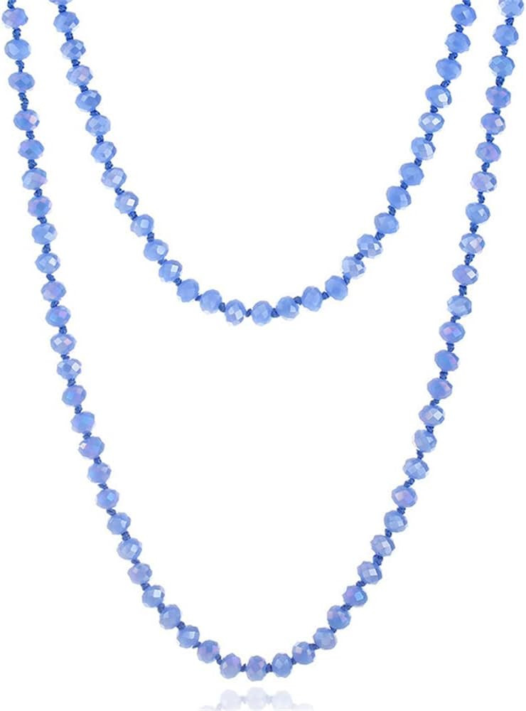 COLORFUL BLING 60-inch Long Hand Knotted Crystal Beaded Endless Strand Necklace Glass Beads Multi... | Amazon (US)
