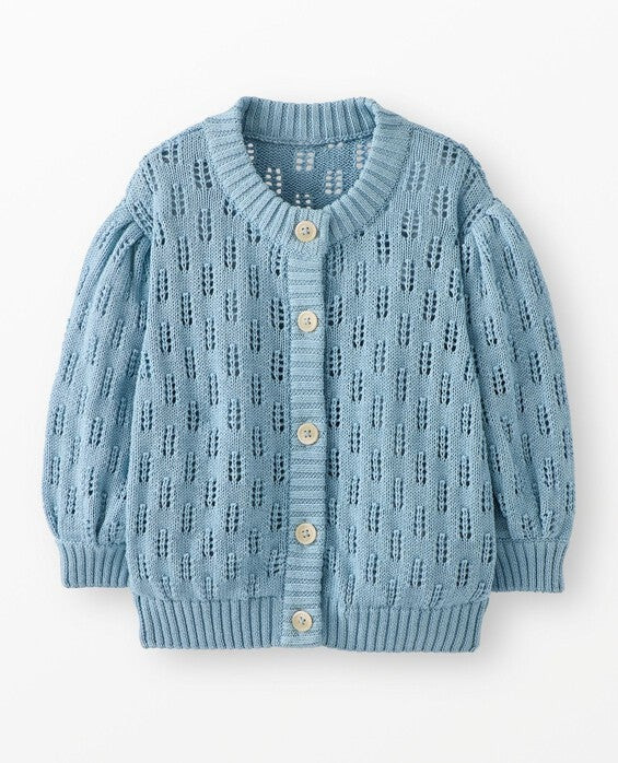 Girls' Blue Bell Pointelle Cardigan Sweater in 100% Combed Cotton - Size Little Kids 6-7 by Hanna Andersson | Hanna Andersson