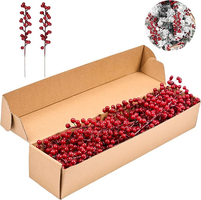 36 Pack Christmas Tree Decorations Artificial Red Berry Stems 8.5 Inch Christmas Berry Picks with... | Amazon (US)