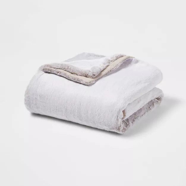 Faux Fur Throw Blanket Light Brown - Threshold™ | Target