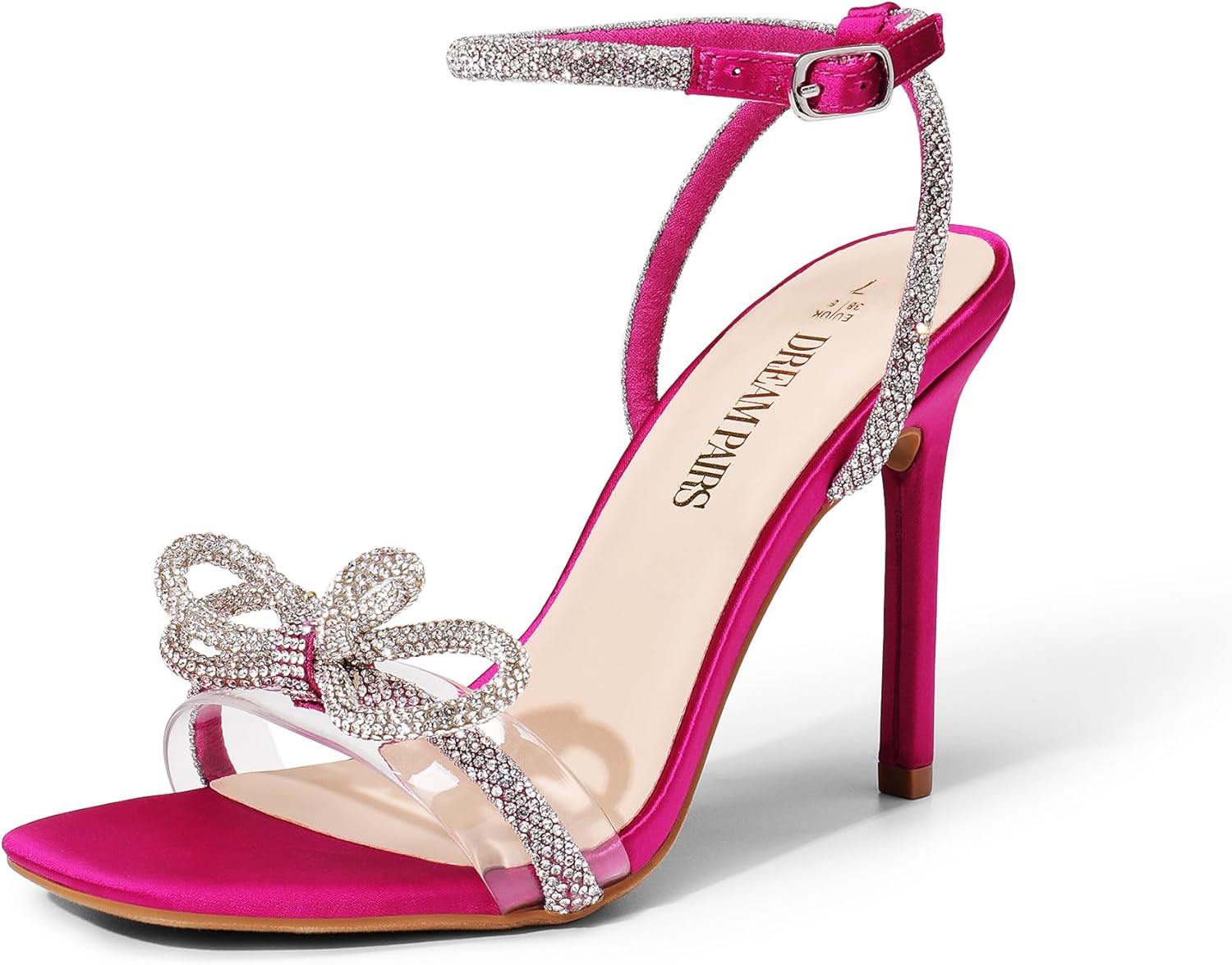 DREAM PAIRS Women's Double Bowknots Crystal Sandals Clear Slingback Heels Square Toe Shoes for Pa... | Amazon (US)
