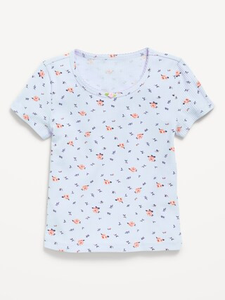 Printed Short-Sleeve Ribbed T-Shirt for Girls | Old Navy (CA)