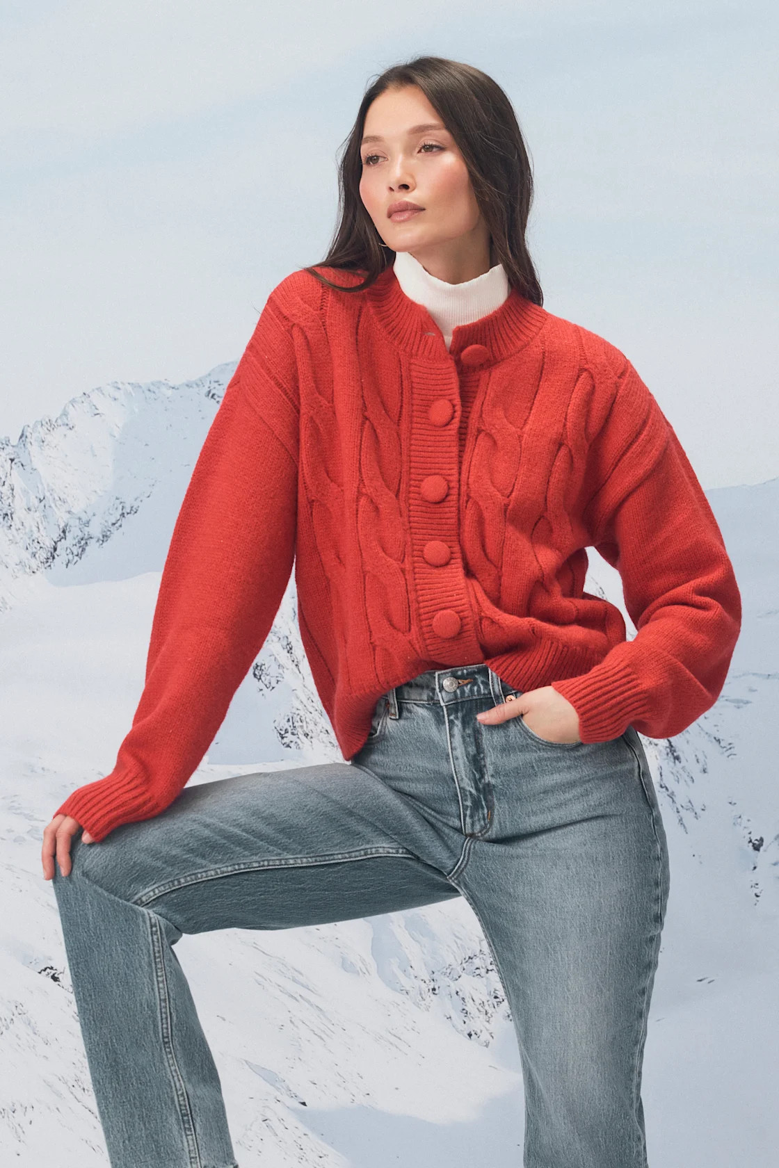 Lenorah Red Cable Knit Chunky Cardigan Sweater | Lulus