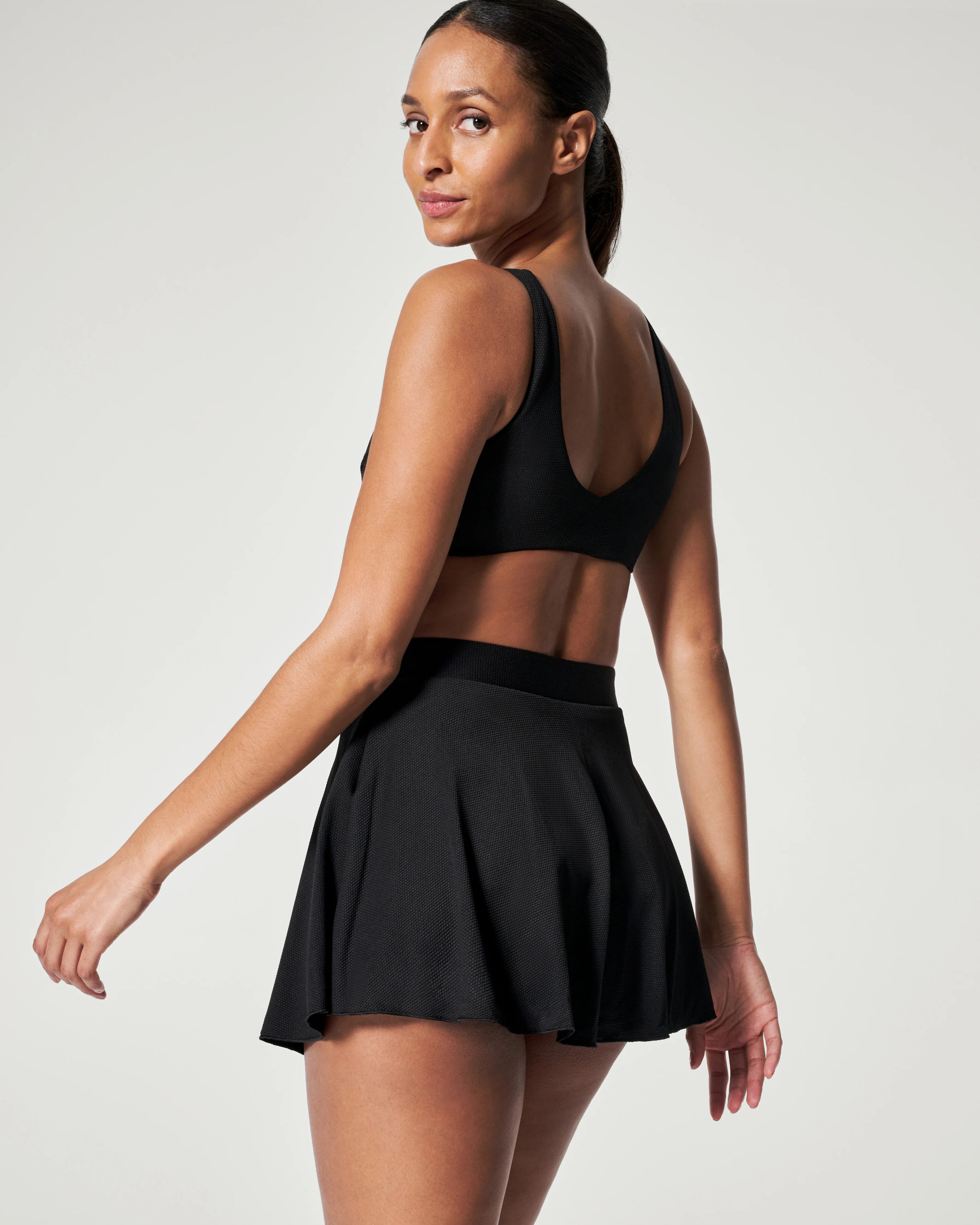Pique Shaping High Rise Swim Skort | Spanx