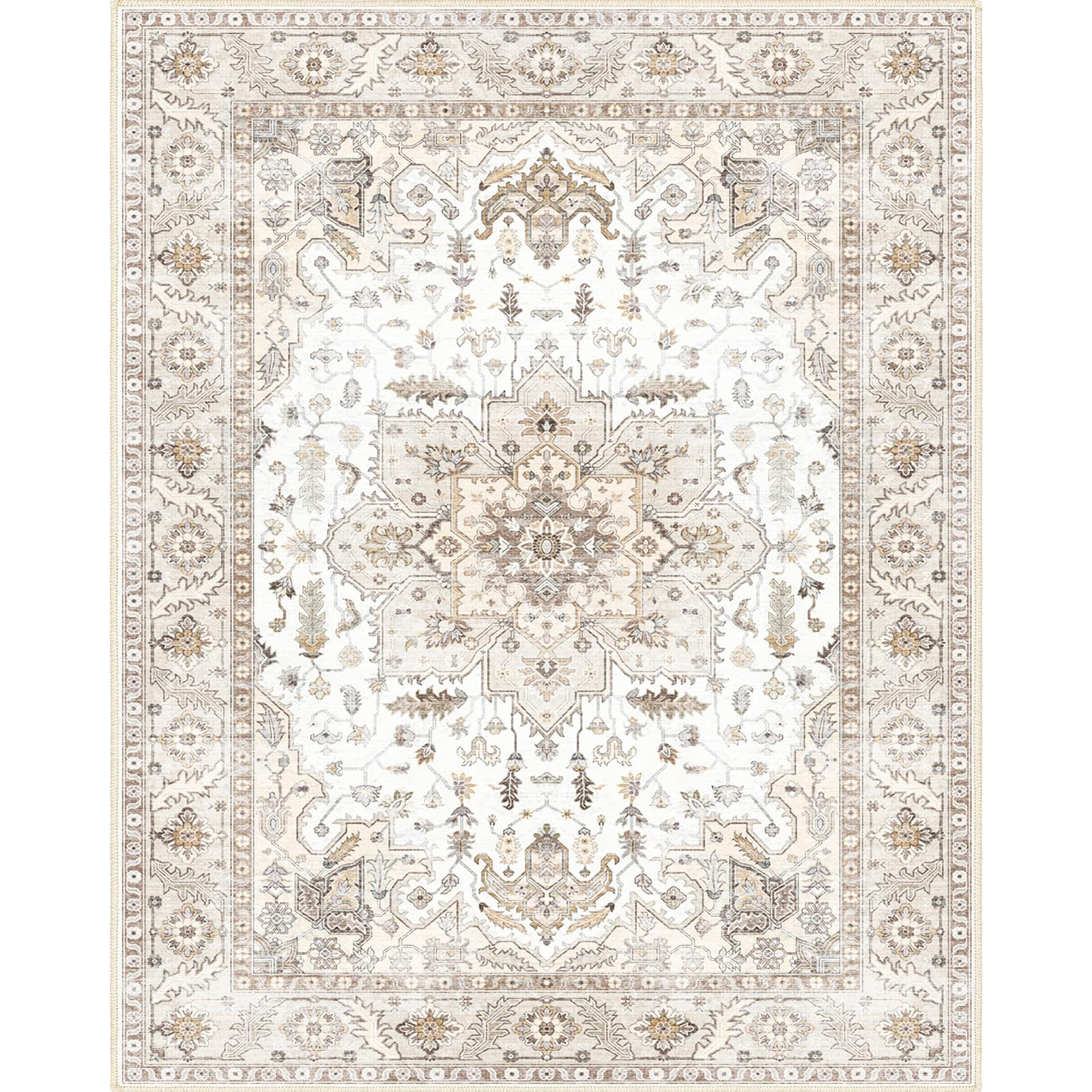 8x10 Area Rug, Vintage Washable Area Rugs, Non-Slip Rug for Bedroom, Distressed Soft Modern Low-P... | Amazon (US)