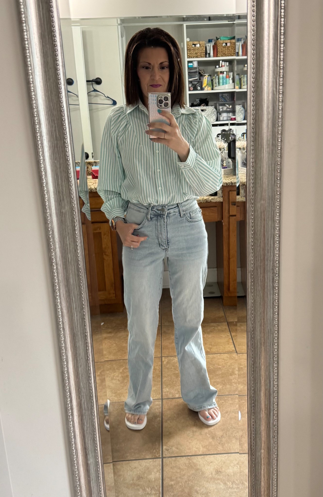 I have gotten so many compliments on this shirt and honestly, I’m in love too! I just think it is so flattering and such a fun twist on a traditional button down! Comes in other colors, too! 

But more importantly, this site is doing a huge Memorial Day kick off sale so while you are checking out this shirt, be sure to go to the home page and check out the sale!!

#LTKOver40 #LTKWorkwear #LTKSaleAlert