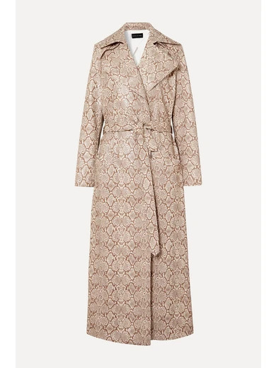 Michael Lo Sordo - Snake-effect Faux Leather Trench Coat - Snake print | NET-A-PORTER (US)