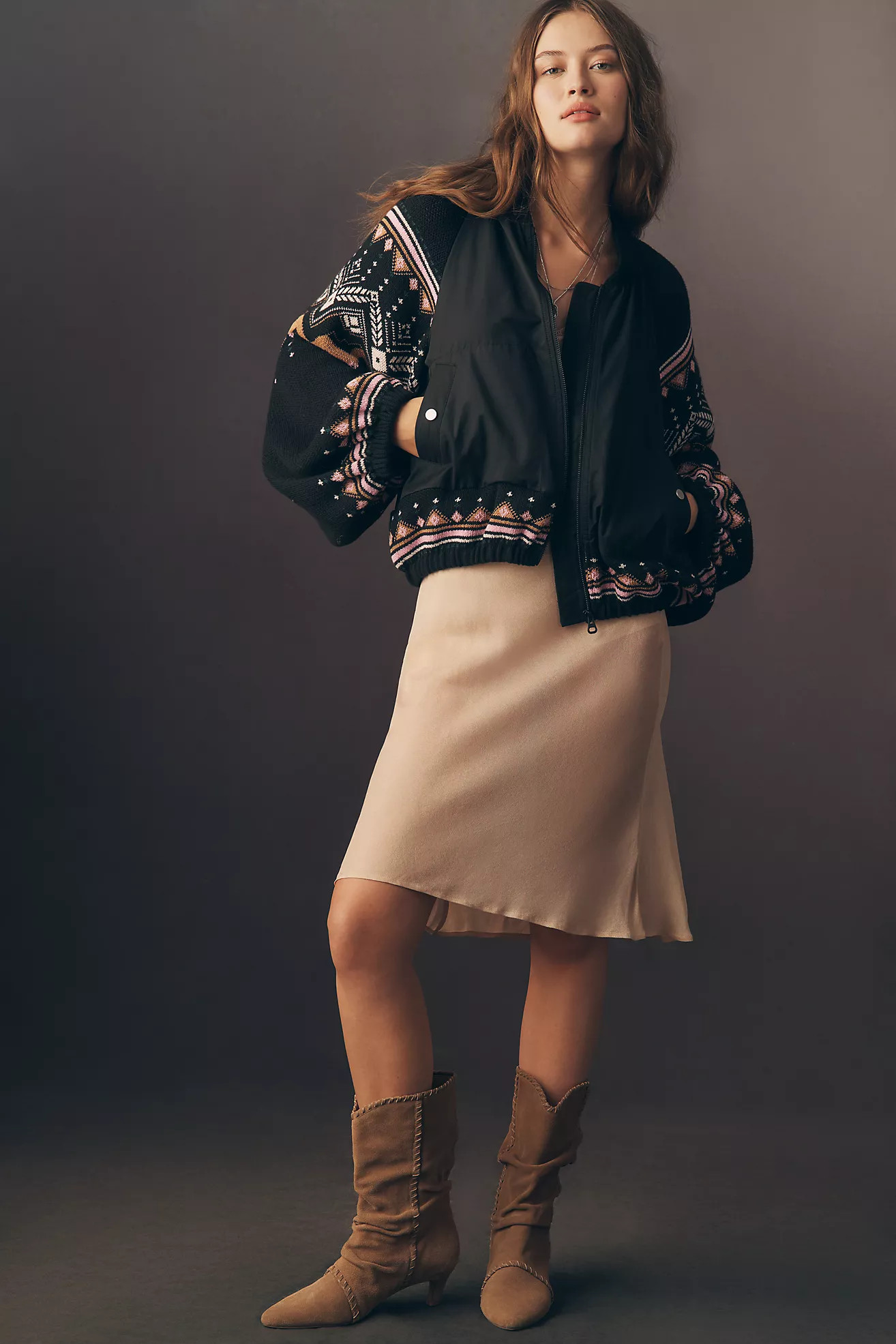 By Anthropologie Fairisle Sweater Mix Bomber Jacket | Anthropologie (US)