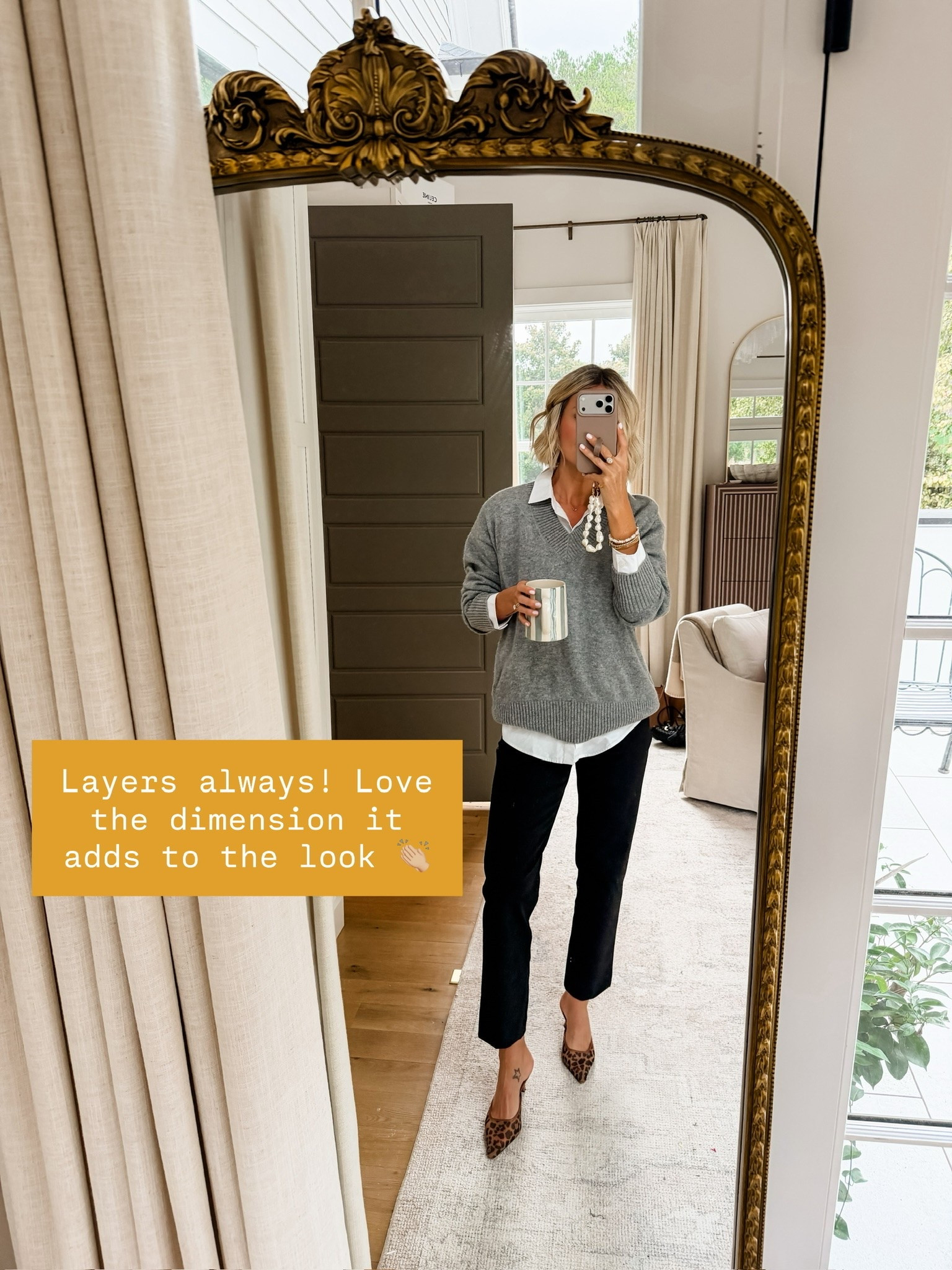 This is such an elevated look! It would be perfect for work this fall! Wearing S/2!

Loverly Grey, closet staples, fall workwear, black pants, white button down, grey sweater

#LTKSeasonal #LTKWorkwear