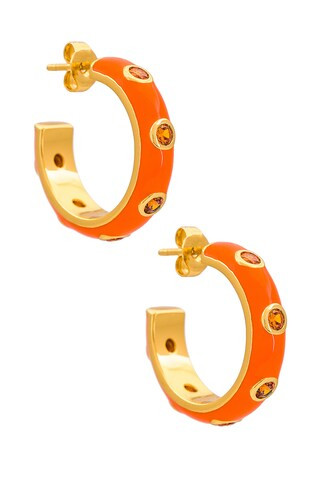 petit moments Enamel Stone Hoops in Orange from Revolve.com | Revolve Clothing (Global)