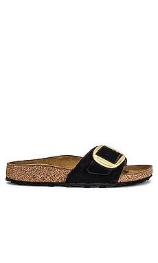 Madrid High Shine Big Buckle Sandal in High Shine Black | Revolve Clothing (Global)