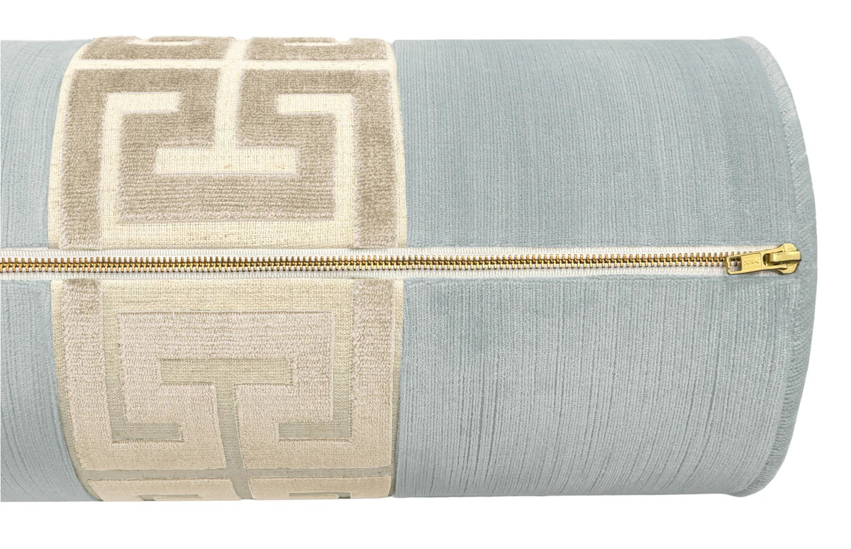 THE BOLSTER :: STRIE VELVET // MIST + GREEK TRIM | LITTLE DESIGN COMPANY