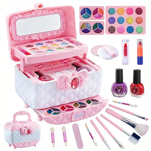 O'rengela Kids Makeup Kit for Girls Gift - Washable Pretend Play Beauty Set Toys with Cosmetic Case Birthday for Little Girls (Purple) | Amazon (US)