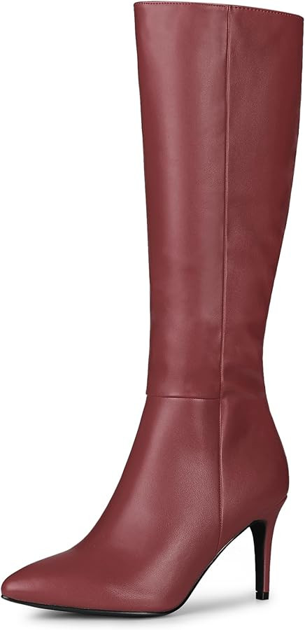 Allegra K Women's High Heels Pointed Toe Stiletto Heel Knee High Boots | Amazon (US)