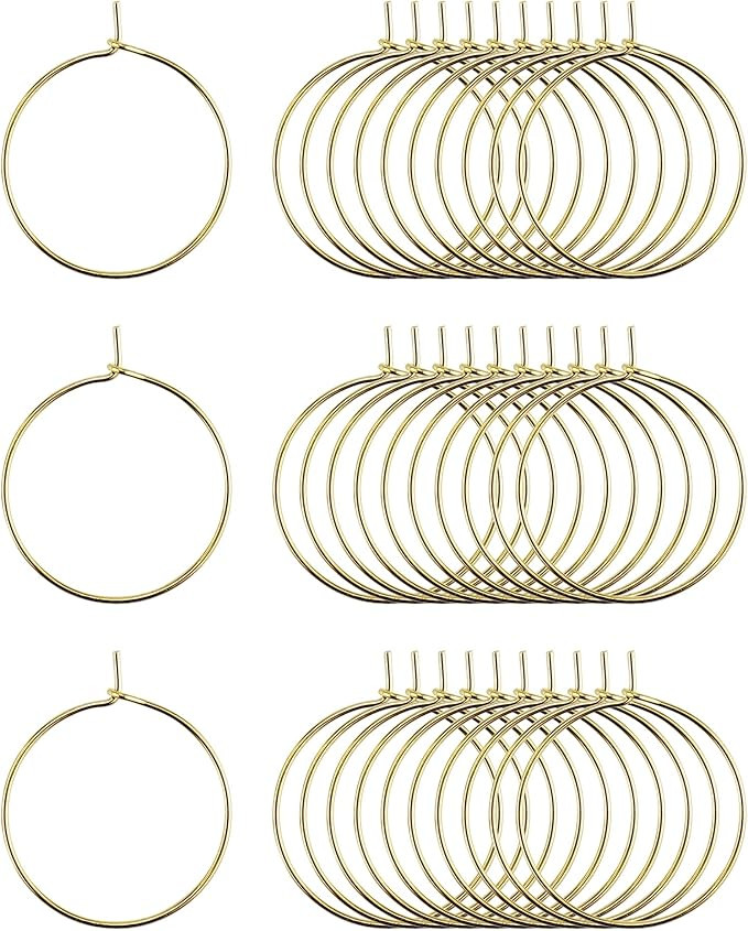 JIALEEY 100PCS Wine Glass Charm Rings 25mm Gold Plated Open Jump Ring Earring Beading Hoop for Je... | Amazon (US)