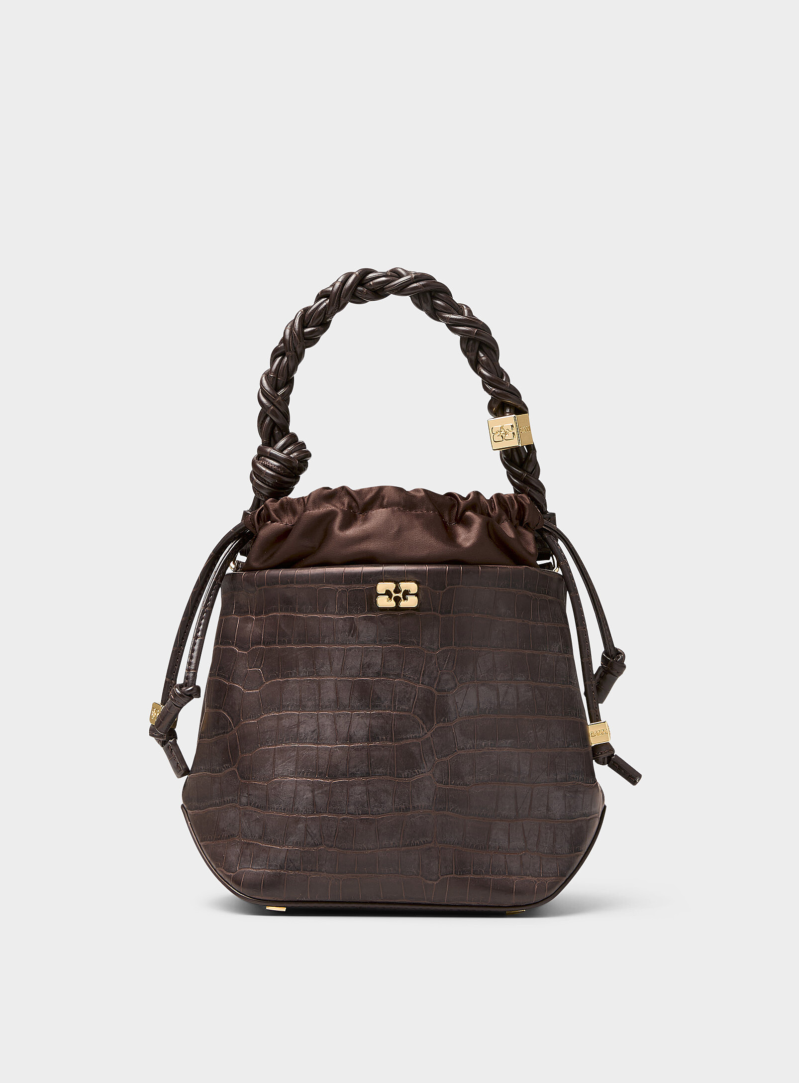 Ganni - Bou braided handle croc bag (Women, Brown, ONE SIZE) | Simons