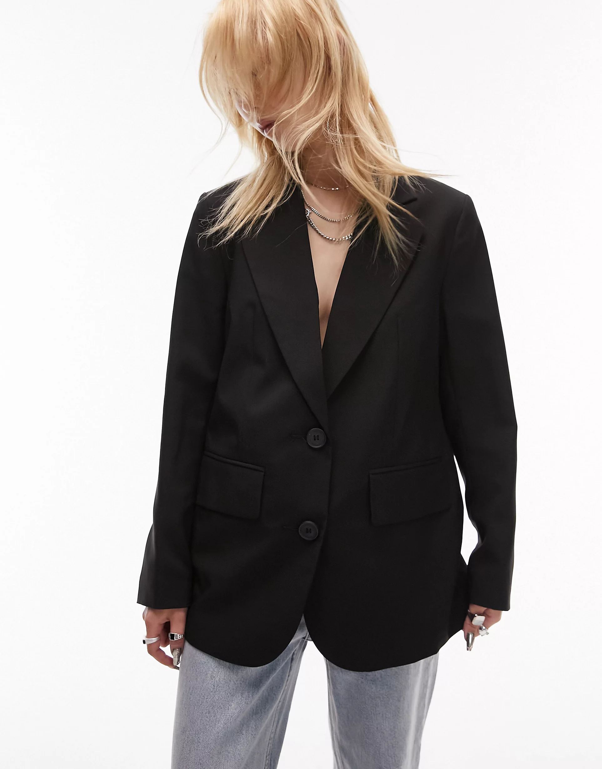 Topshop Petite Tailored single breasted blazer in black | ASOS (Global)