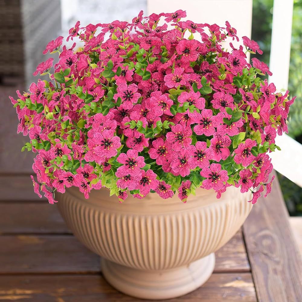 Elyum Artificial Flowers for Outdoors, 18 Bundles Artificial Plants & Flowers Outdoor, UV Resista... | Amazon (US)