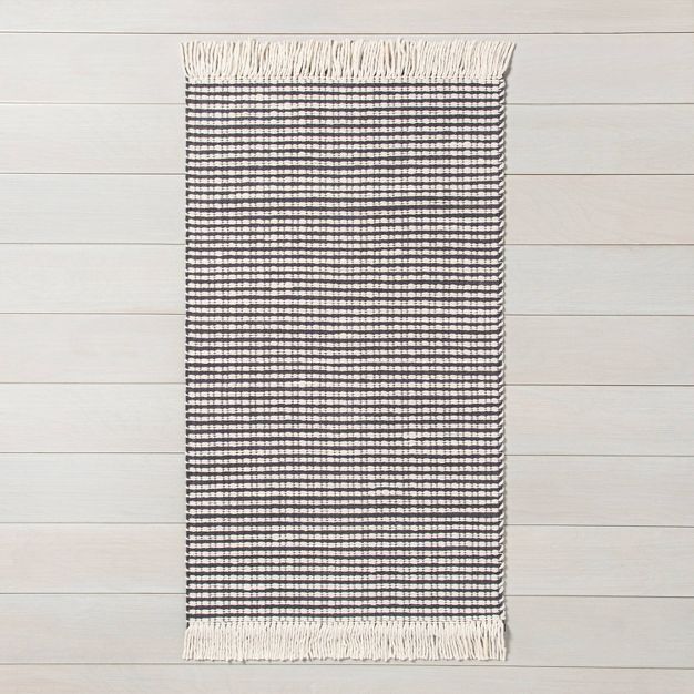 2&#39; x 3&#39; Texture Stripe Area Rug Railroad Gray / Sour Cream - Hearth &#38; Hand&#8482; wit... | Target