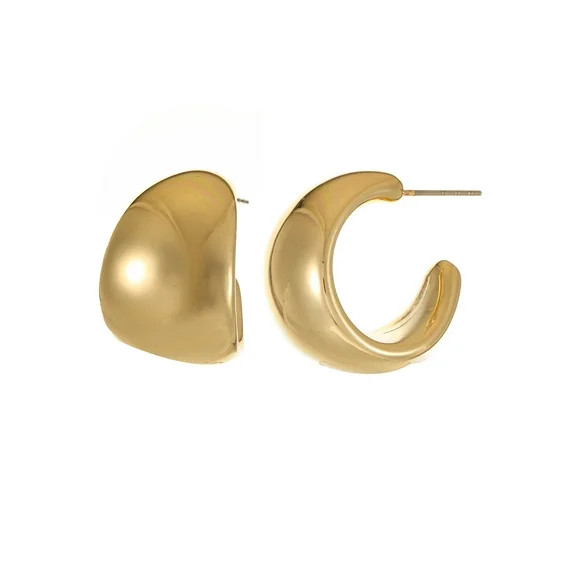 Time and Tru Women’s Thick Gold-Tone Hoop Earrings, 1 Pair | Walmart (US)