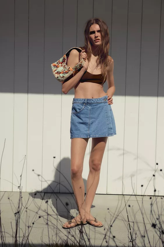 Z1975 WRAP DENIM SKORT | Zara US