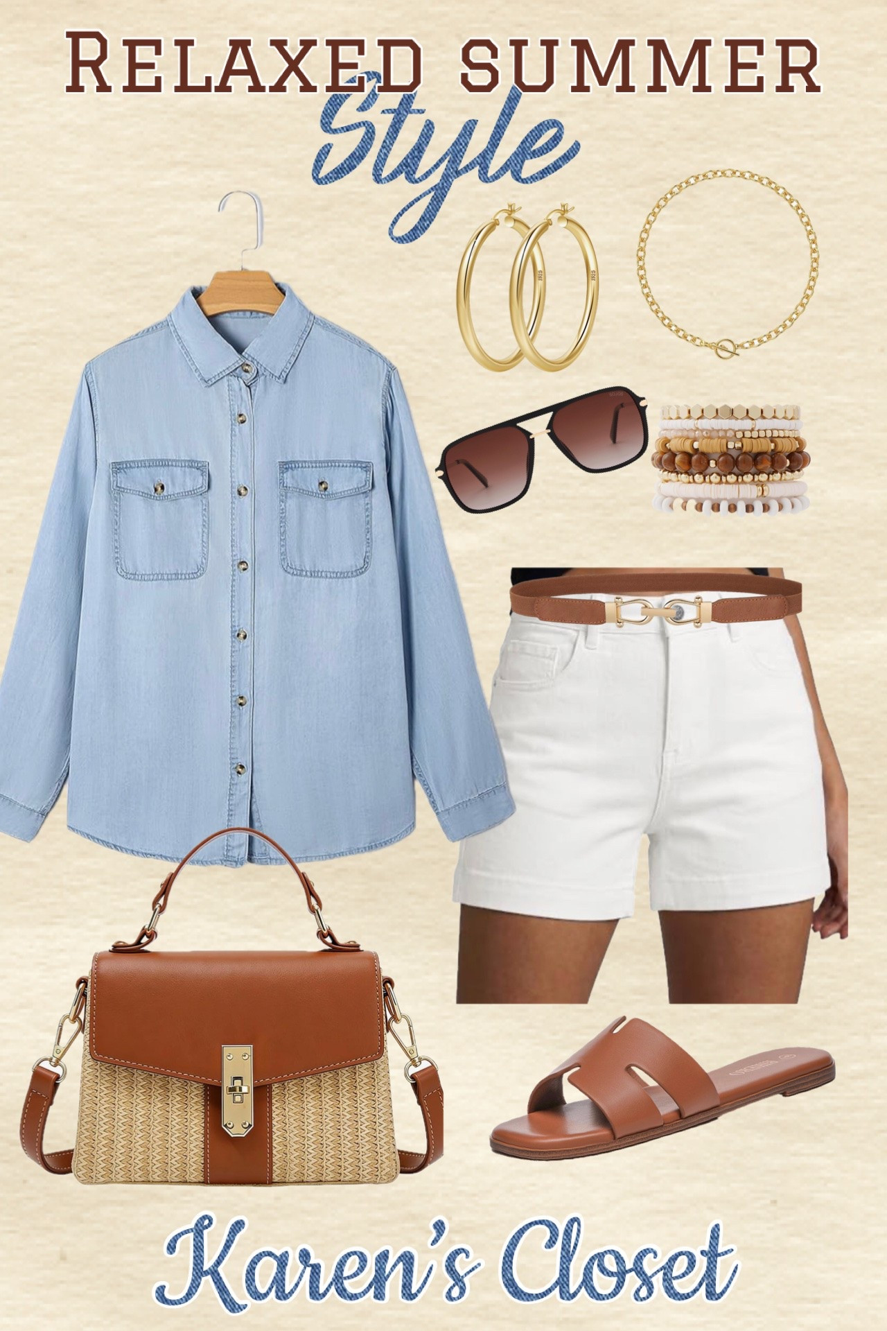 You’ll be ready for any and all Summer activities in this look. Lightweight denim for the classic look and is always in style. Add the contrast of brown and white and it all comes together effortlessly.

#LTKSaleAlert #LTKTravel #LTKootd