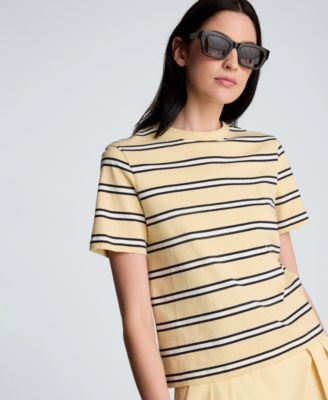 Kenneth Cole Women's Crewneck Striped T-Shirt - Macy's | Macy's