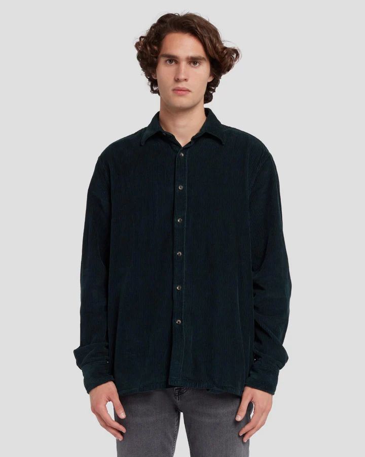 Corduroy Overshirt in Hunter Green | 7 For All Mankind