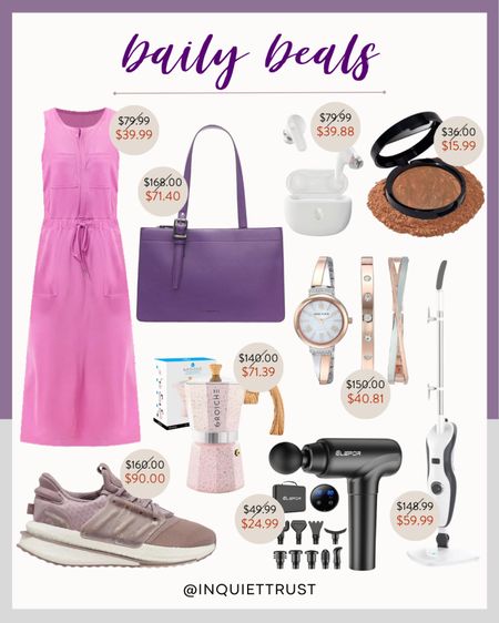 Catch these deals on this purple belted mini dress, stylish rose gold watch, a massage gun, makeup highlighter, vacuum cleaner, and more! 
#beautypicks #springfashion #homeappliances #shoeinspo

#LTKGiftGuide #LTKsalealert #LTKstyletip