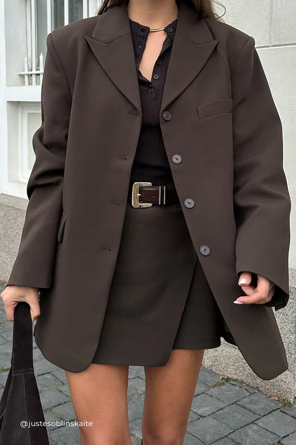 LIV BITTER CHOC BOYFRIEND BLAZER | DISSH