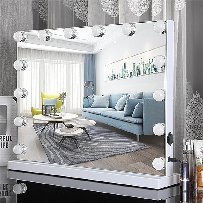HOMPEN Vanity Mirror Makeup Mirror with Lights,Large Hollywood Lighted Vanity Mirror with 15 Dimm... | Amazon (US)