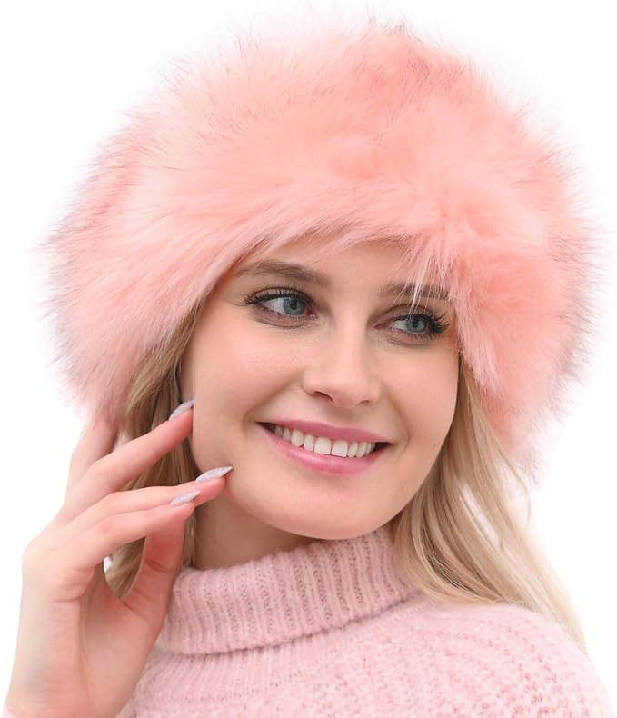 Womens Faux Fur Headband with Elastic Earwarmer Earmuff for winter cold weather | Amazon (US)
