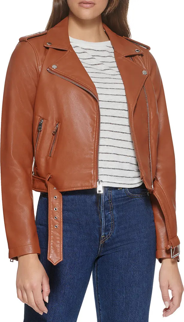 Faux Leather Fashion Belted Moto Jacket | Nordstrom Rack