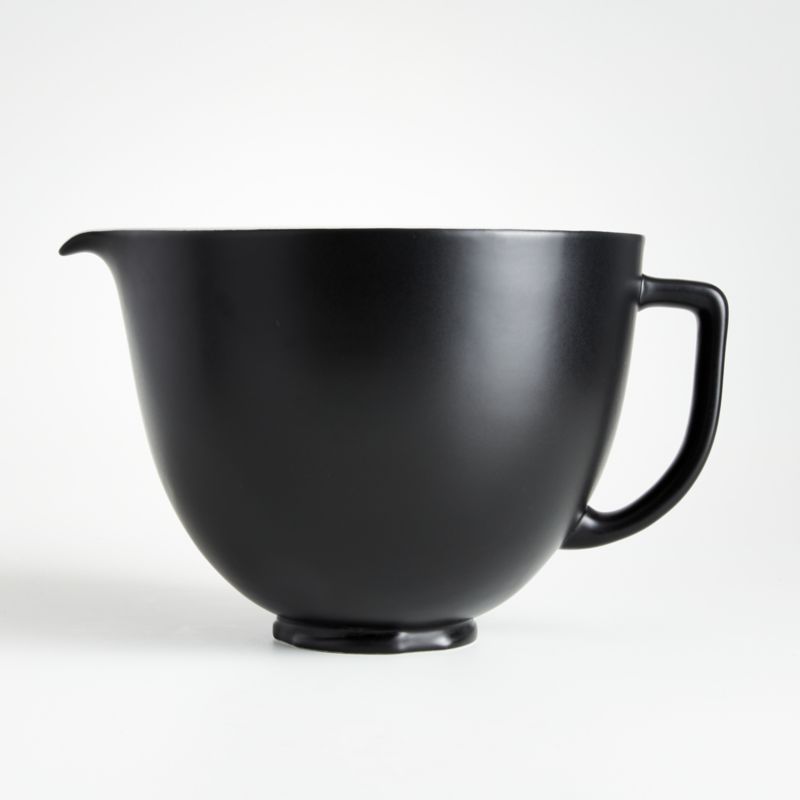 KitchenAid Stand Mixer Matte Black 5-Qt. Ceramic Mixing Bowl with Spout and Handle + Reviews | Cr... | Crate & Barrel
