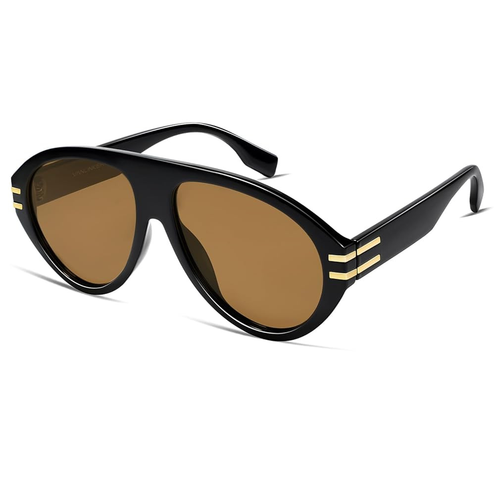 VANLINKER Polarized Retro Oversized Aviator Sunglasses Womens Mens Trendy 70s Vintage Sun Glasses... | Amazon (US)