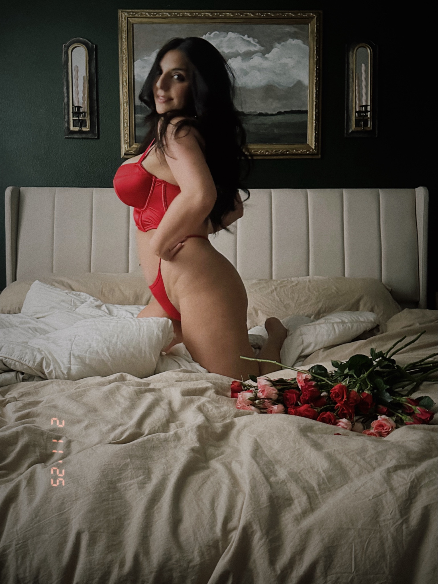 Wearing a large top and medium bottom 