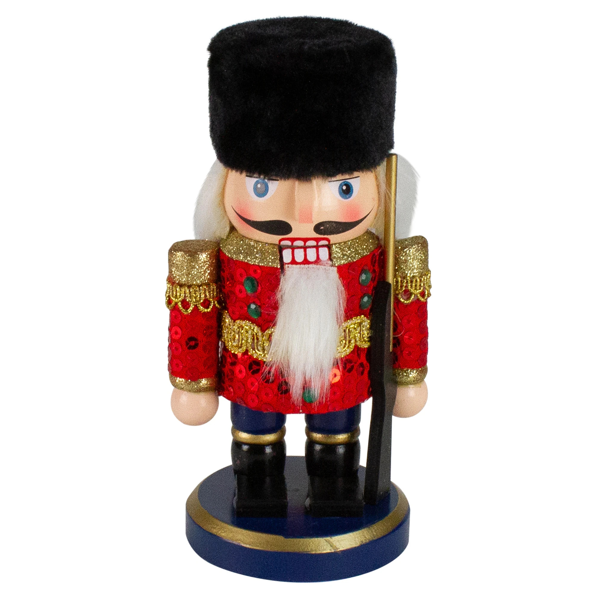 7.25" Red Blue Chubby Wooden Christmas Nutcracker Soldier with Rifle | Bed Bath & Beyond