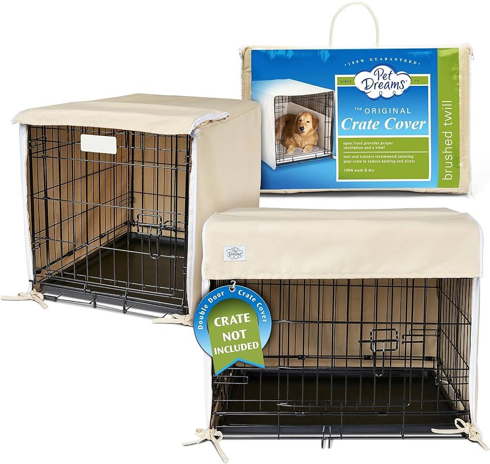 Pet Dreams Dog Crate Cover – Small to Extra Large Dog Kennel Covers, Breathable Double Door Sof... | Amazon (US)