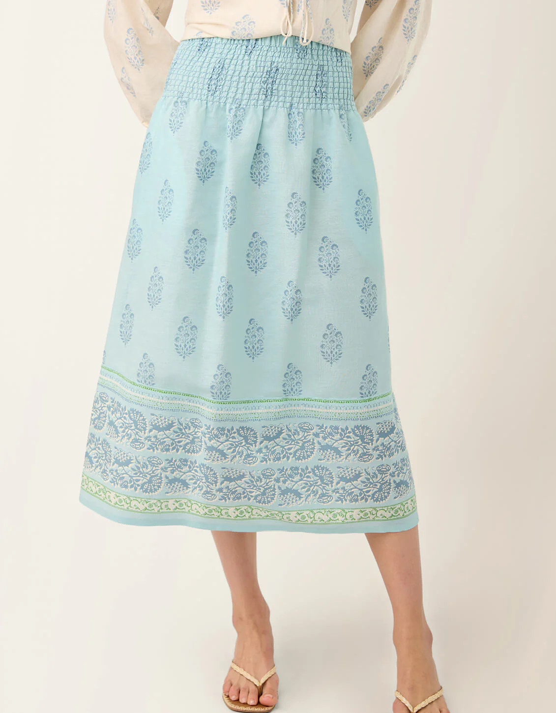 Estelle Midi Skirt Summer Camellia Blue | Spartina 449