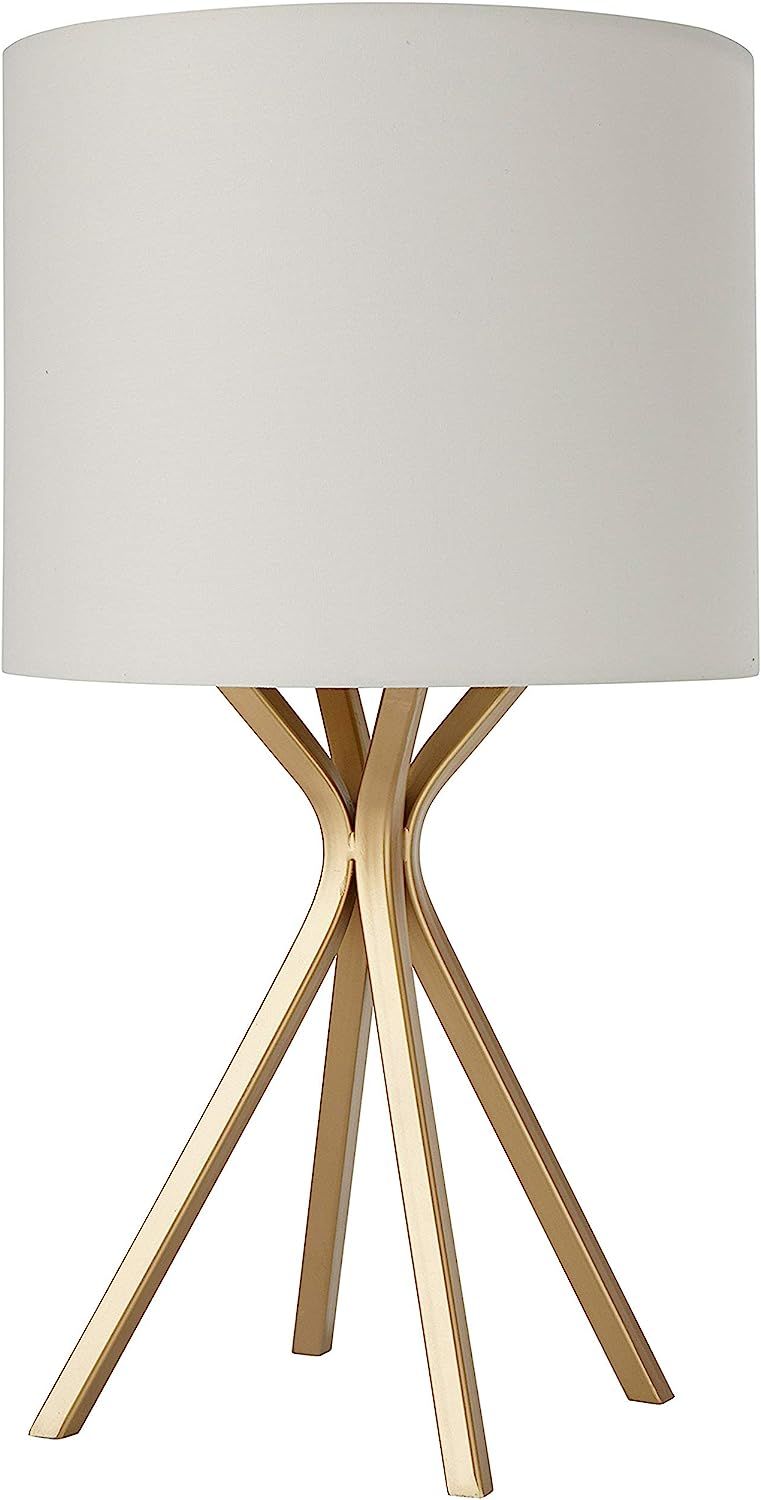 Amazon Brand – Rivet Gold Bedside Table Desk Lamp with Light Bulb - 18 Inches, Linen Shade | Amazon (US)